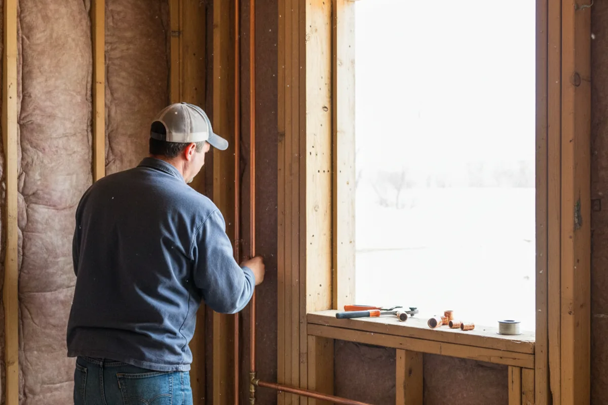 Licensed plumber running new copper supply lines in a Lowellville home