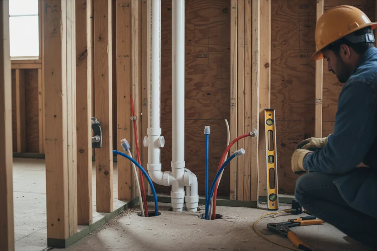 Drain and supply rough-in during Garbage Disposal Repair in Lowellville
